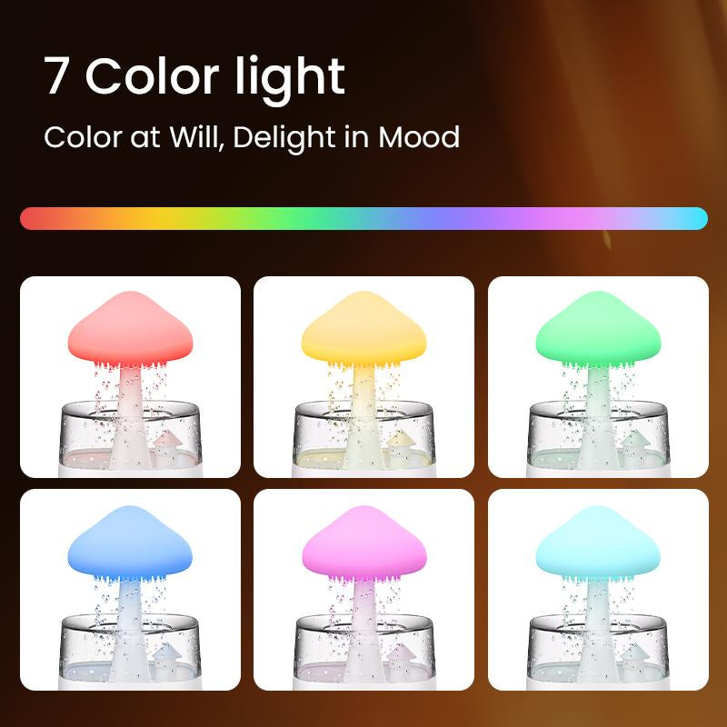 Jack & Rose 2024 New Design Cloud Rain Humidifier with 7 Colorful Nightlight, Create Relaxing and Comfortable Atmosphere Mushroomlight Aroma Diffuser