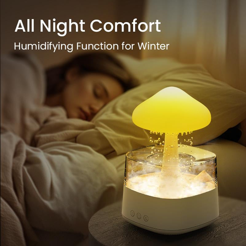 Jack & Rose 2024 New Design Cloud Rain Humidifier with 7 Colorful Nightlight, Create Relaxing and Comfortable Atmosphere Mushroomlight Aroma Diffuser