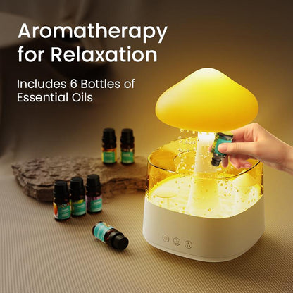 Jack & Rose 2024 New Design Cloud Rain Humidifier with 7 Colorful Nightlight, Create Relaxing and Comfortable Atmosphere Mushroomlight Aroma Diffuser